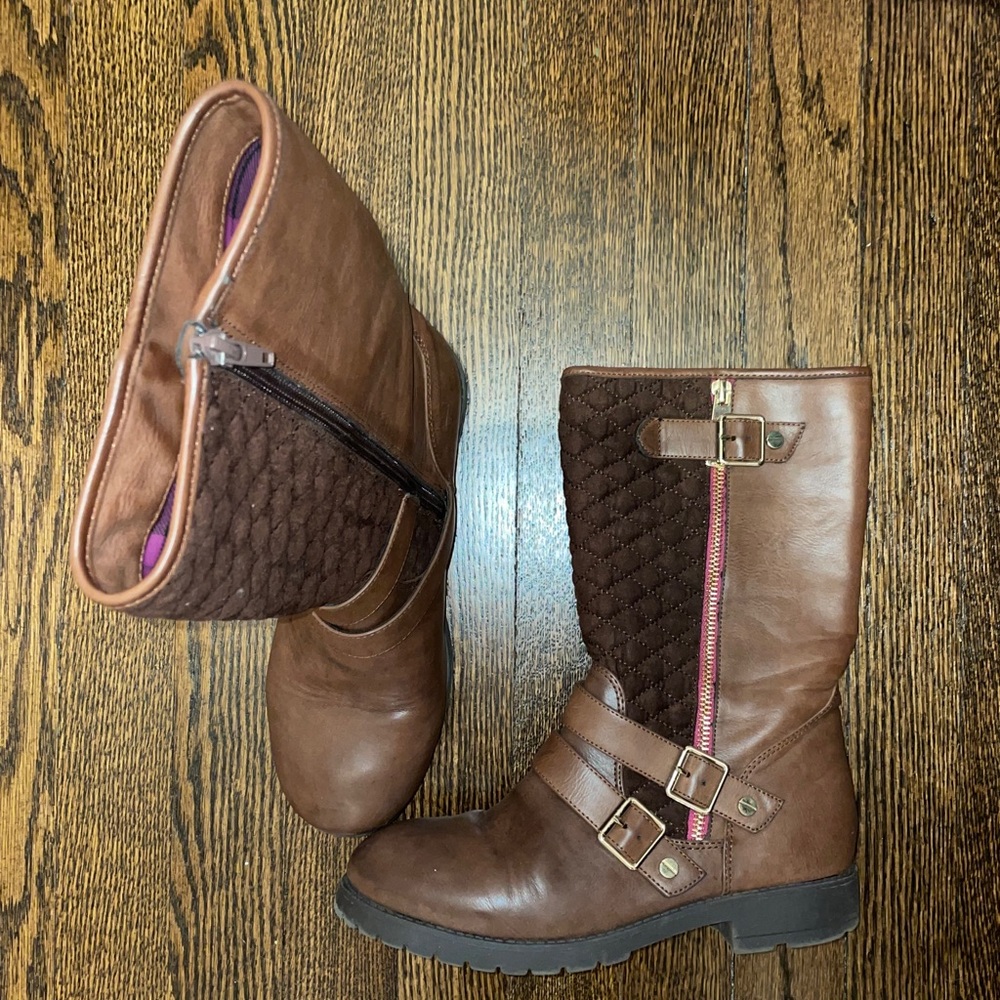 Isaac Mizrahi Brown Moto Boots Sz 37